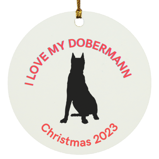 I love my Dobermann Circle Ornament