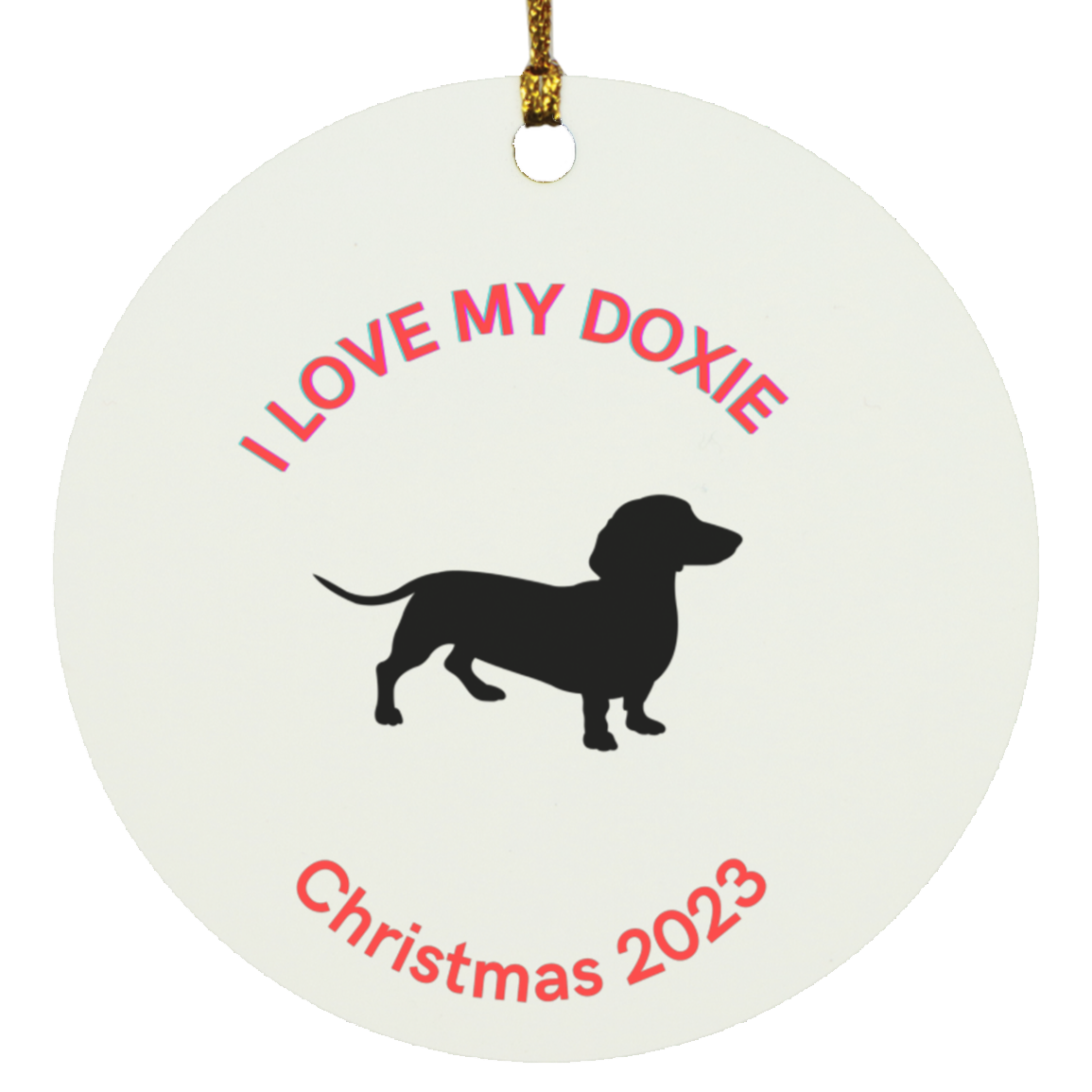 I love my doxie Circle Ornament